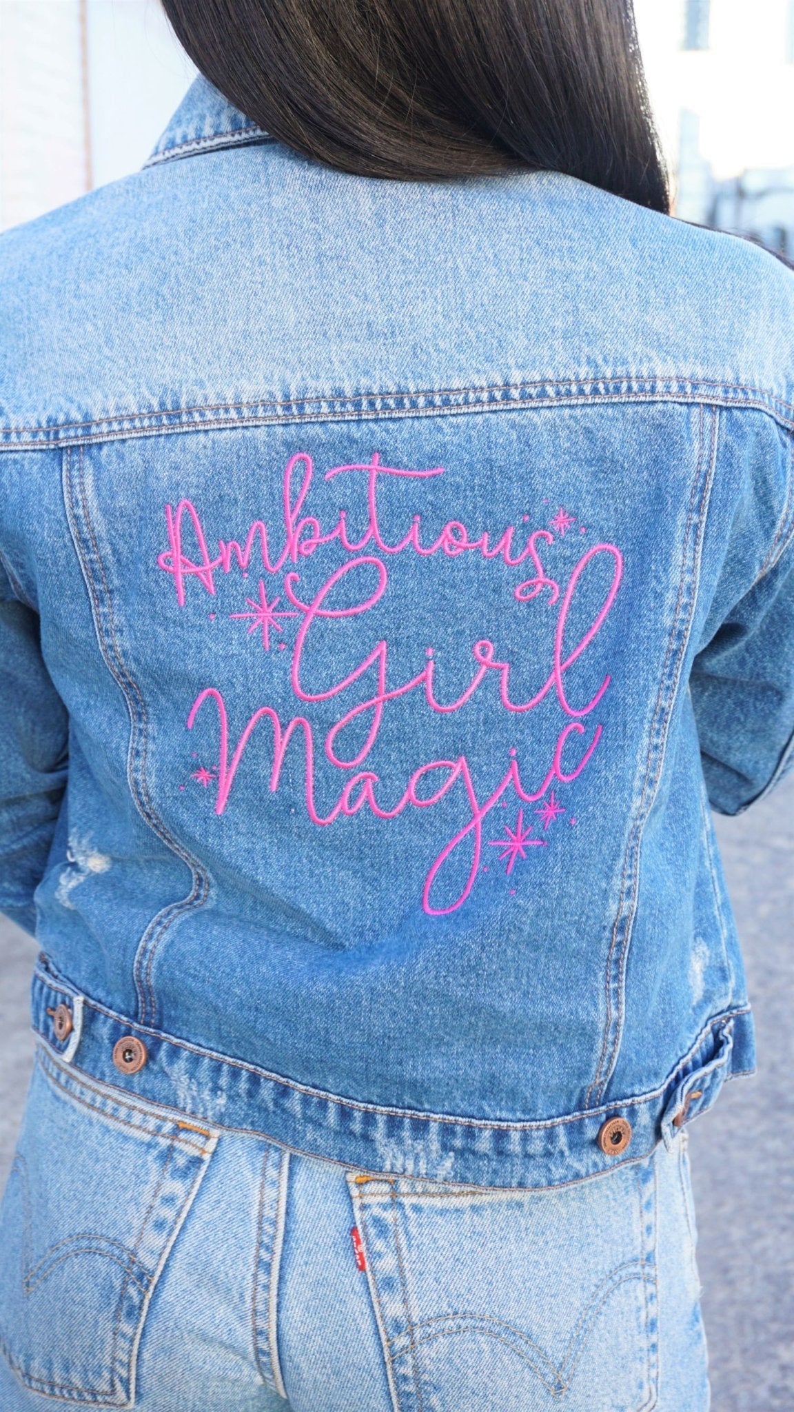 Ambitious Girl Magic Denim Jacket - Ambition Is The New Pink